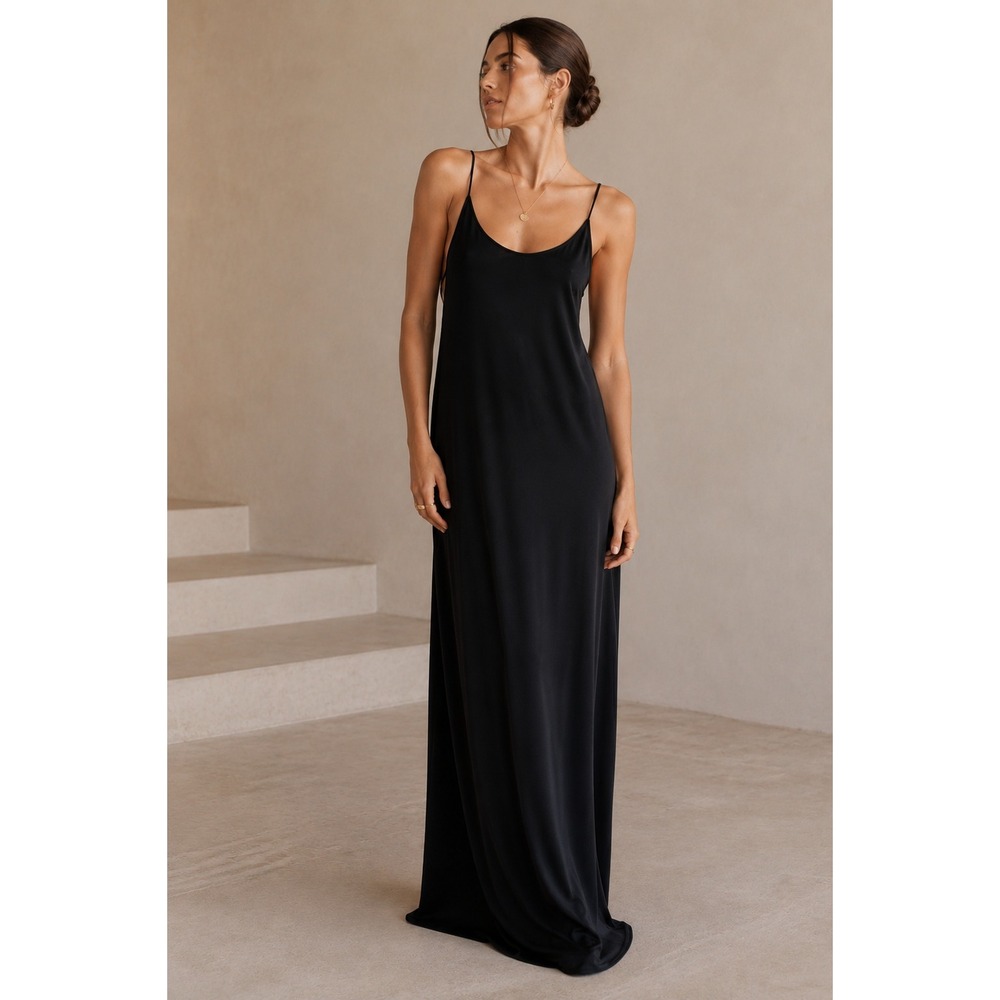J.Crew Collection Black Viscose Maxi Dress Strappy Cross Back Slip Dress 16 NWT